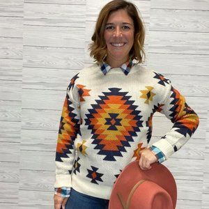 Aztec Print Sweater - Ivory